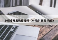 小程序开发教程视频（小程序 开发 教程）