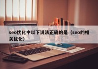 seo优化中以下说法正确的是（seo的相关优化）